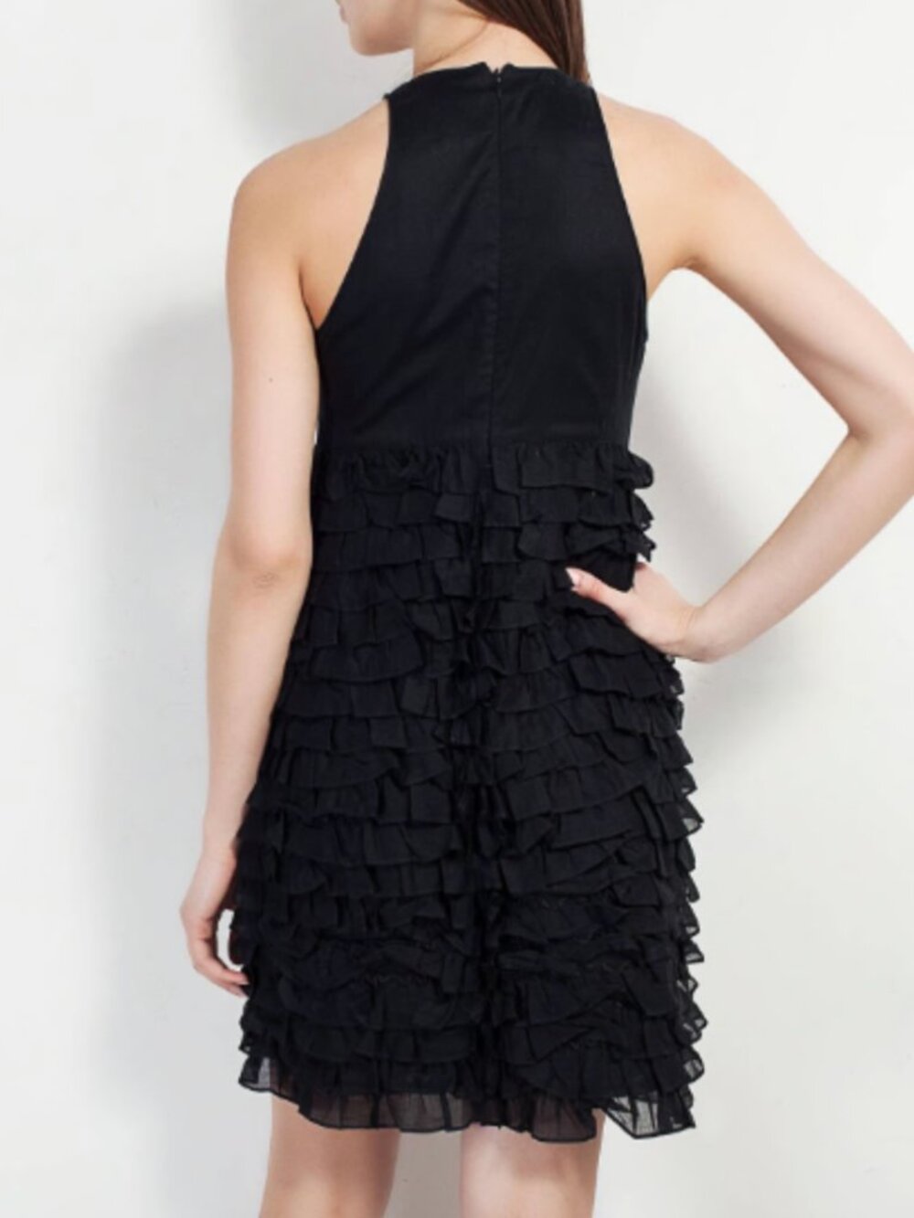 Burberry	 London | Black Cotton Tiered Ruffle Bottom Sleeveless Dress Size US 10 - Picture 2 of 14